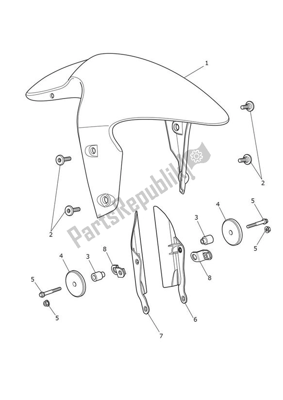 All parts for the Mudguard Front of the Triumph Daytona R From VIN 564948 675 2017 - 2018