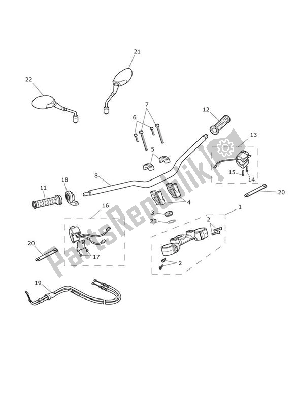 Todas as partes de Handlebar Switch do Triumph Tiger 800 XC 2010 - 2020