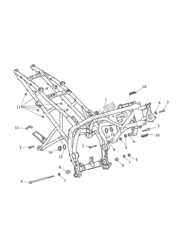 All parts for the Main Frame Assembly of the Triumph Tiger 800 2010 - 2020