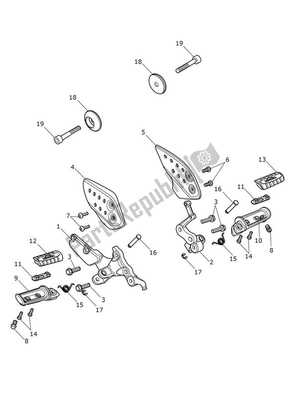 Wszystkie części do Footrests Einzelsitz Triumph Thruxton 1200 2016 - 2020