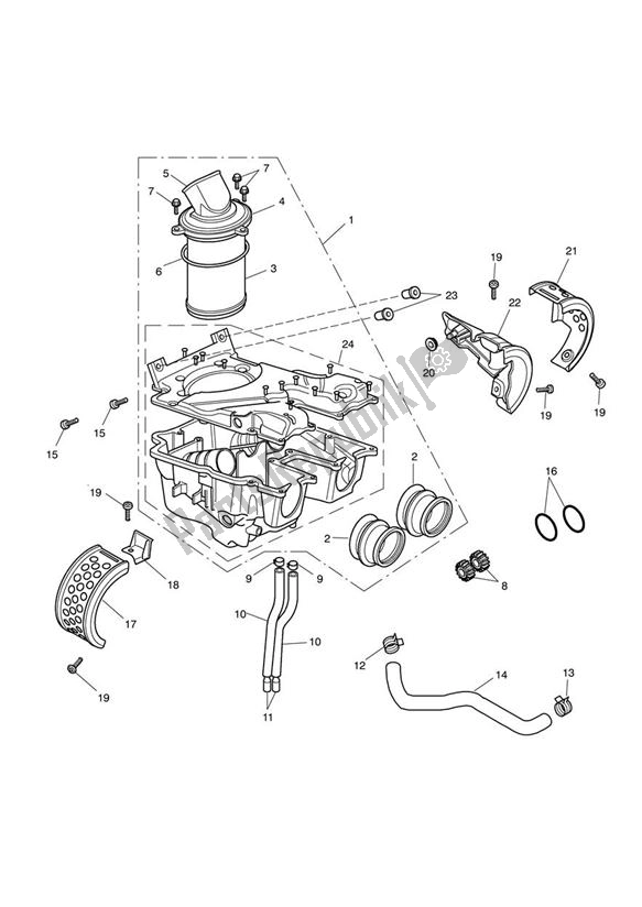 All parts for the Airbox (airfilter) of the Triumph America EFI UP TO VIN 468389 865 2007 - 2008