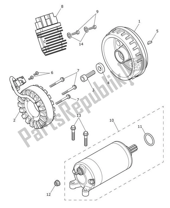 All parts for the Starter Generator of the Triumph Bobber Black 1200 2018 - 2021