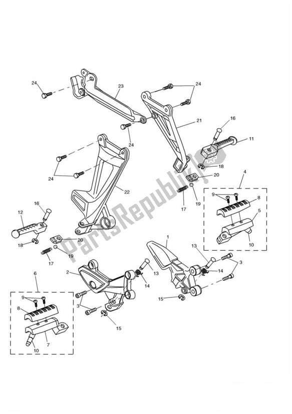 Toutes les pièces pour le Repose-pieds du Triumph Sprint ST 955I UP TO VIN 139276 1999 - 2001