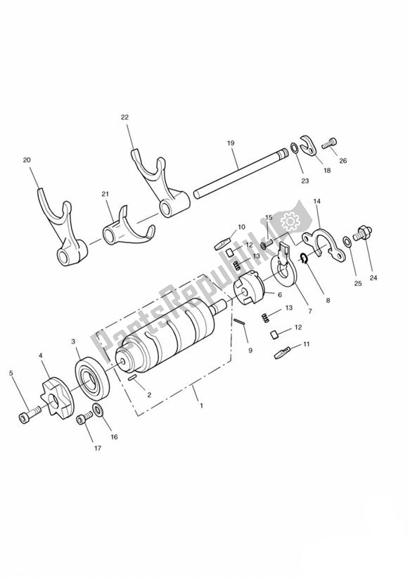 Alle onderdelen voor de Keuzehendel Trommel van de Triumph Sprint ST 955I UP TO VIN 139276 1999 - 2001
