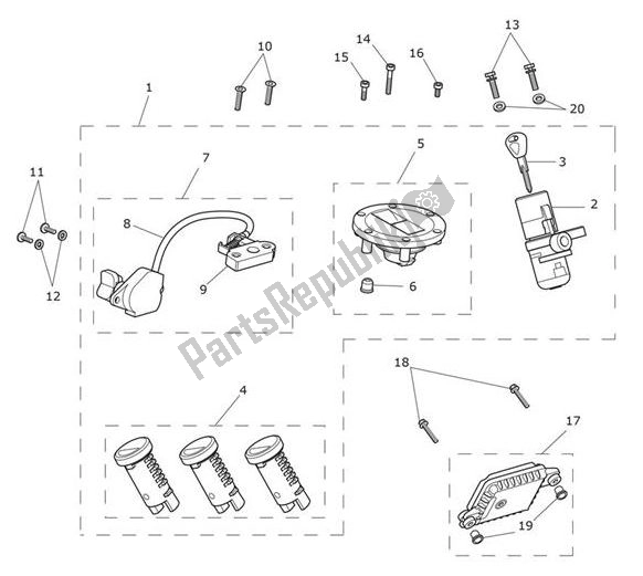 All parts for the Lockset Ignition of the Triumph Tiger XCX From VIN 855532 1215 2018 - 2020