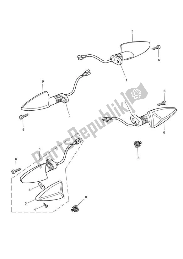 All parts for the Indicator (us & Ca) of the Triumph Speed Triple S From VIN 735438 1050 2016 - 2018