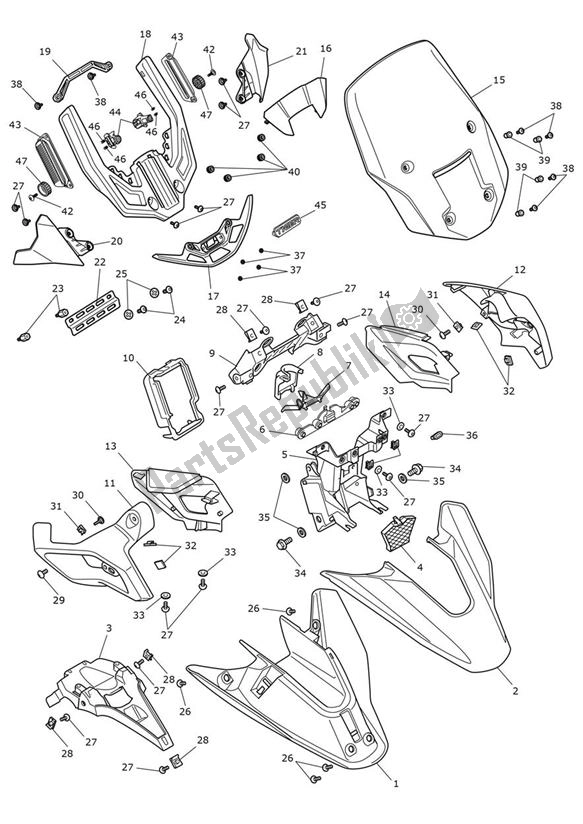 All parts for the Cockpit of the Triumph Tiger 1200 Rally PRO 1215 2022 - 2024