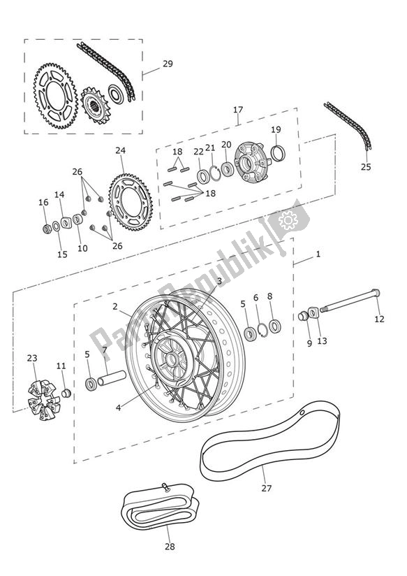 Tutte le parti per il Ruota Posteriore del Triumph Thruxton 1200 2016 - 2020