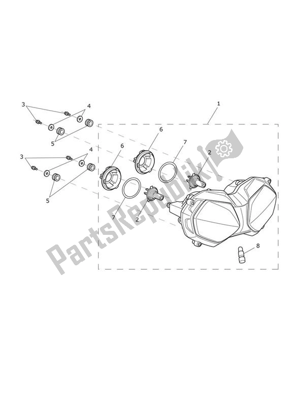 Todas as partes de Farol do Triumph Tiger XR UP TO VIN 855531 1215 2015 - 2017