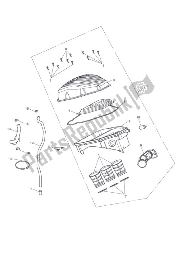 Tutte le parti per il Airbox (airfilter) del Triumph Tiger 1050 & SE 2007 - 2013