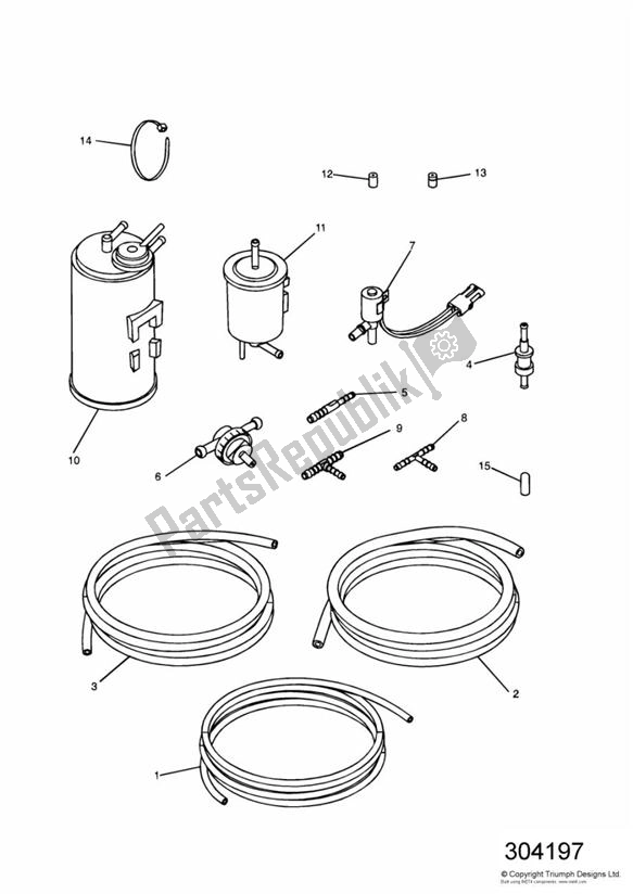 All parts for the Evap System California - T400 of the Triumph Tiger T 400 Carbs 885 1993 - 1998