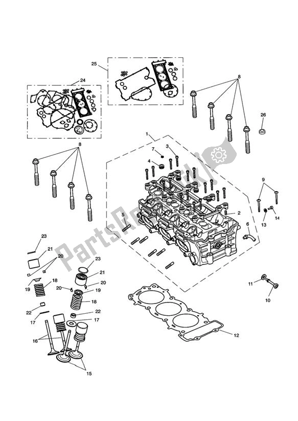 All parts for the Cylinder Head Valves of the Triumph Rocket III 2294 2004 - 2012