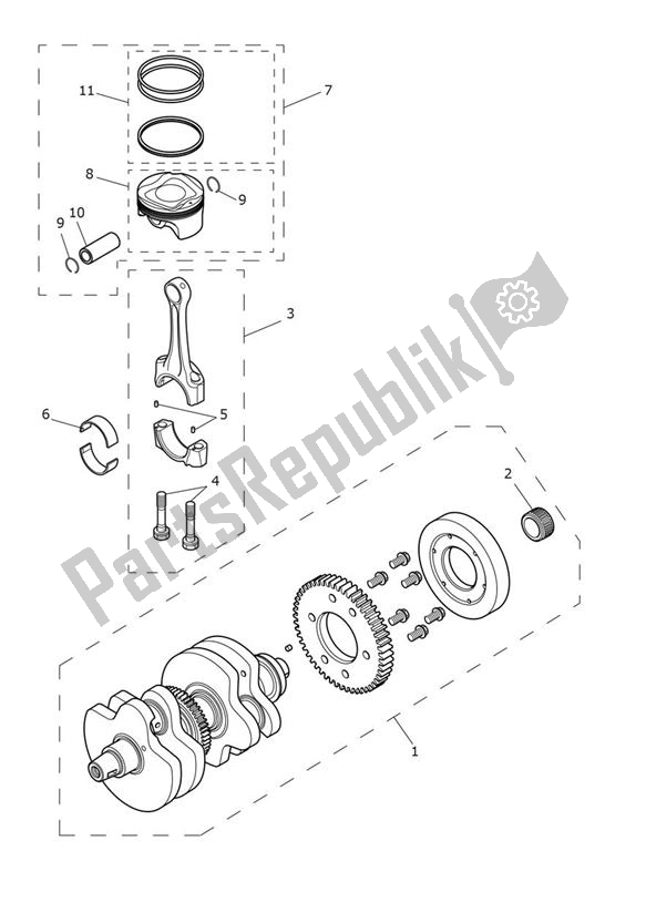 Todas las partes para Crank Shaft Connecting Rod Piston de Triumph Scrambler 1200 XC From AE 9098 2021 - 2024