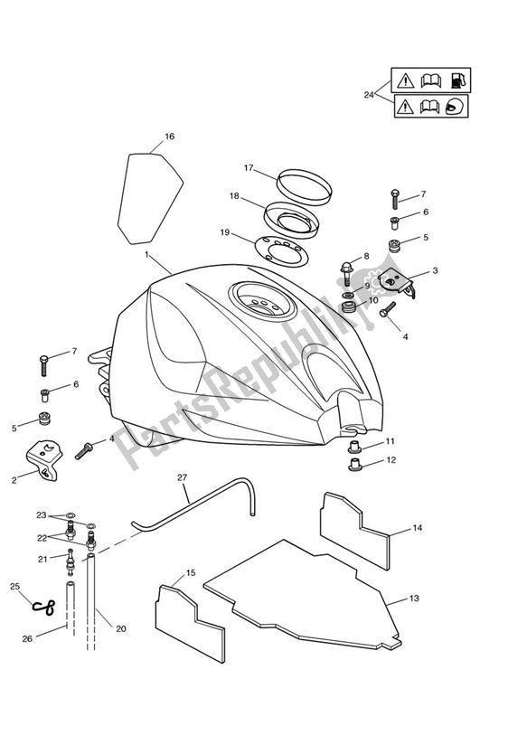 Todas as partes de Fueltank Up To Vin189197 do Triumph Daytona 600 & 650 599 2003 - 2005