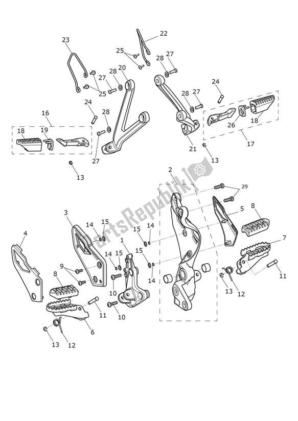 All parts for the Footrests - Explorer Xr of the Triumph Explorer XR 1215 2012 - 2019