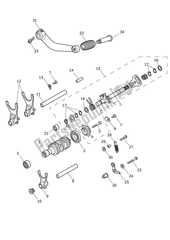 All parts for the Gear Selector Drum - Speed Twin 900 of the Triumph Speed Twin 900 2019 - 2021