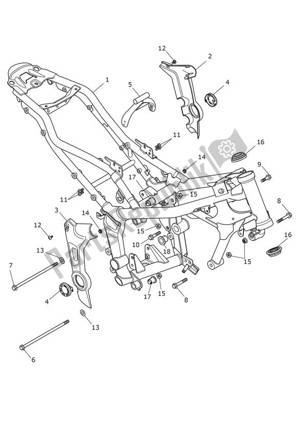 All parts for the Main Frame Assembly of the Triumph Trident 660 2020 - 2024