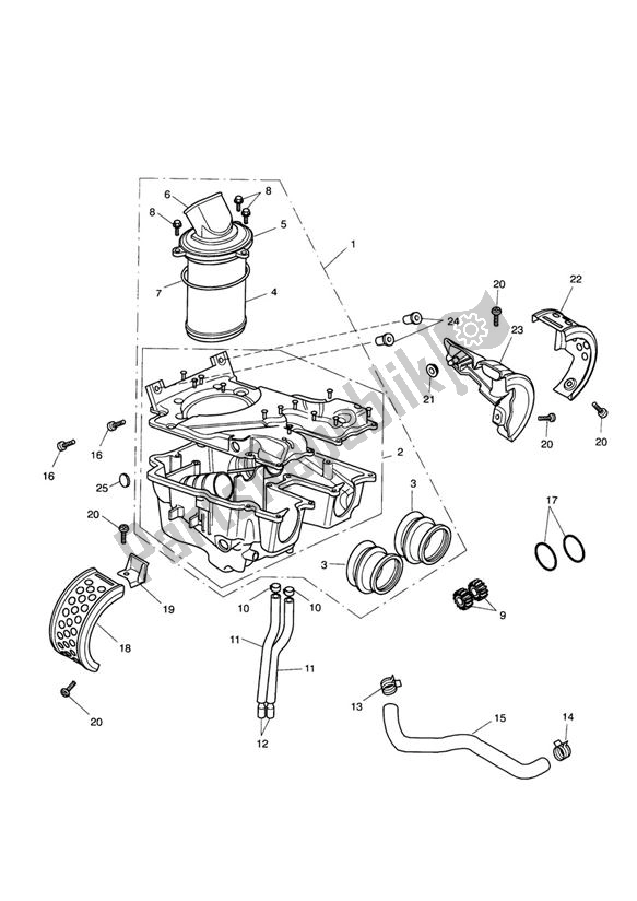 Todas as partes de Airbox (airfilter) do Triumph Speedmaster Carburator 865 2003 - 2007