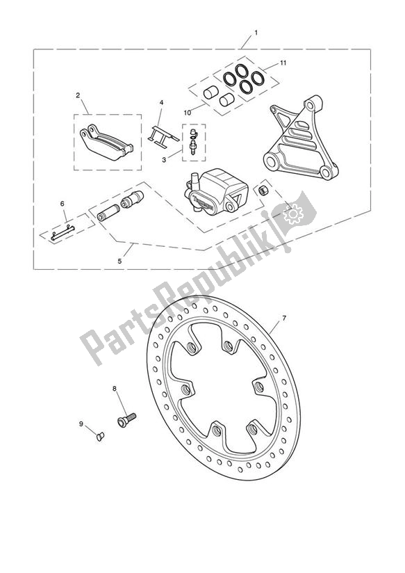 All parts for the Break Rear of the Triumph Rocket III 2294 2004 - 2012