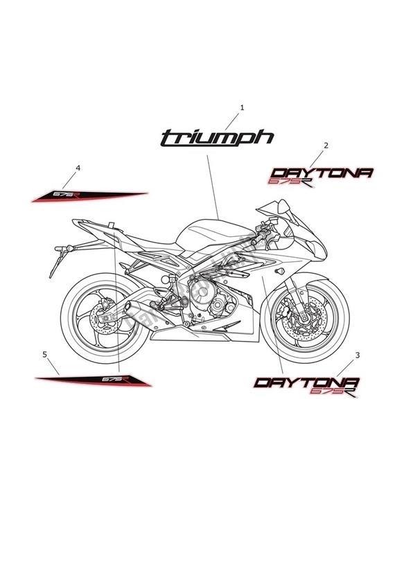 Tutte le parti per il Decal Up To 657136 del Triumph Daytona R From VIN 564948 675 2017 - 2018