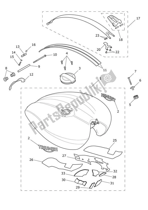 Todas as partes de Tanque De Combustível do Triumph Rocket 3 GT Black 2458 2021