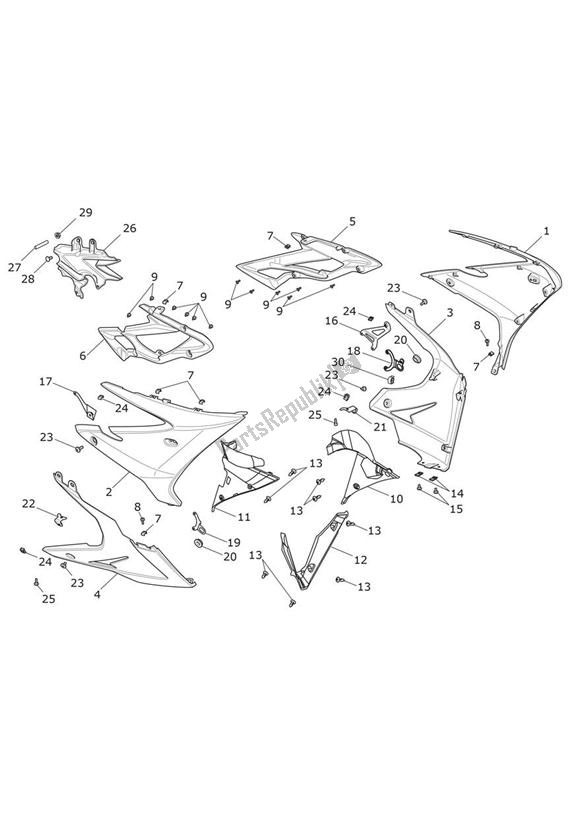 All parts for the Fairing Laterally of the Triumph Daytona R From VIN 564948 675 2017 - 2018