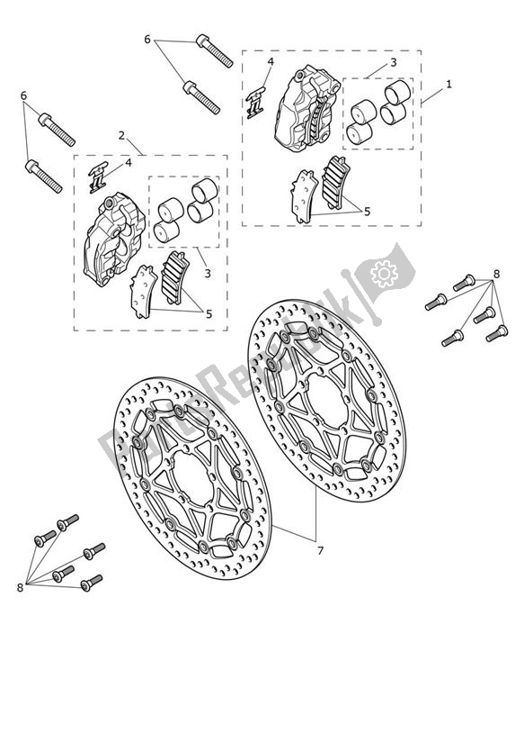 All parts for the Break Front of the Triumph Tiger 1200 GT 1215 2022 - 2024
