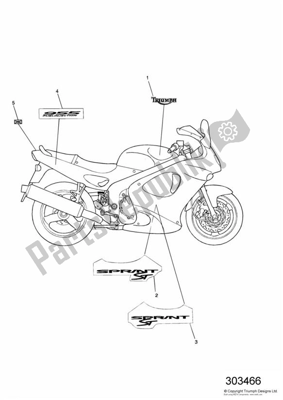 Todas las partes para Etiqueta de Triumph Sprint ST 955I UP TO VIN 139276 1999 - 2001