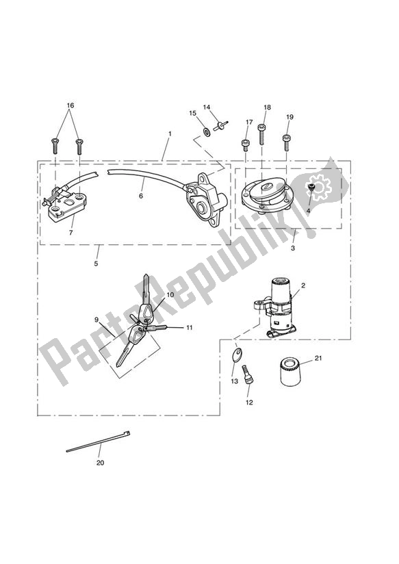 All parts for the Lockset Ignition of the Triumph Daytona R UP TO VIN 564947 675 2009 - 2017
