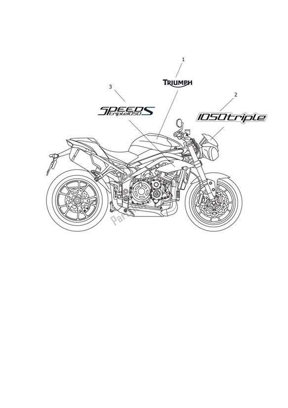 Toutes les pièces pour le Décalque du Triumph Speed Triple S From VIN 735438 1050 2016 - 2018