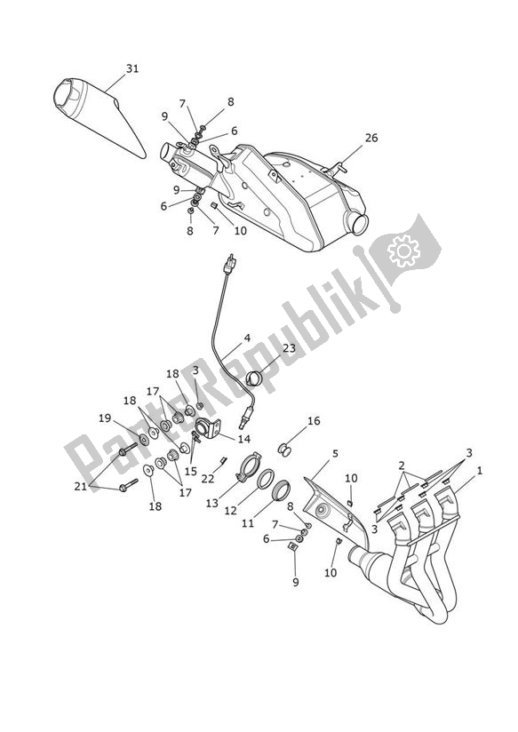 All parts for the Exhaust of the Triumph Street Triple S 660 From VIN 967907 2021 - 2024