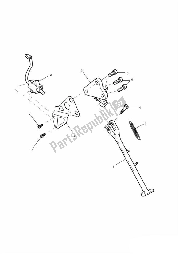 Todas as partes de Descanso Lateral do Triumph Sprint RS 955 From VIN 139277 2002 - 2004