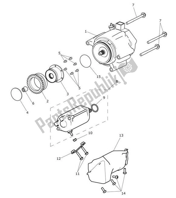 All parts for the Starter Generator of the Triumph Tiger 1200 XCA 1215 2018 - 2021