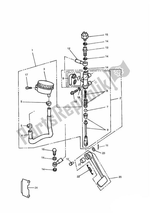 Todas as partes de Master Cylinder Assy Rear do Triumph Daytona 900 & 1200 885 1992 - 1997