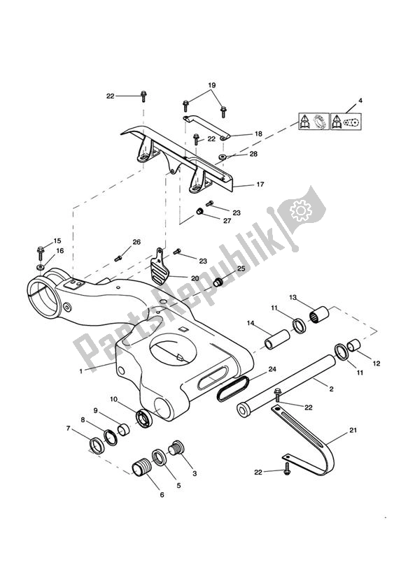 Tutte le parti per il Single Sided Swingarm From Vin 161318 del Triumph Sprint RS 955 From VIN 139277 2002 - 2004