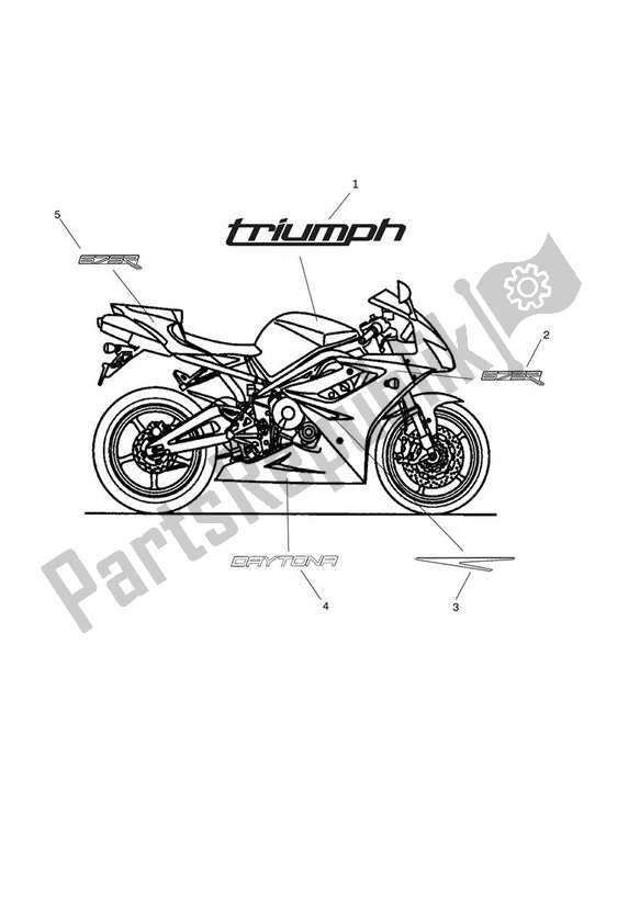 Wszystkie części do Decal R Modelle Triumph Daytona R UP TO VIN 564947 675 2009 - 2017