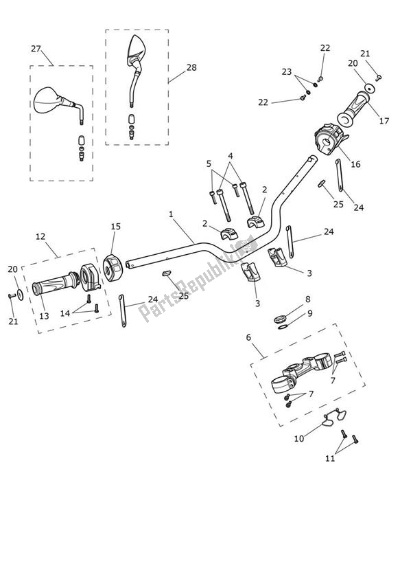 Alle onderdelen voor de Handlebar Switch van de Triumph Tiger 900 V5 888 2020 - 2024