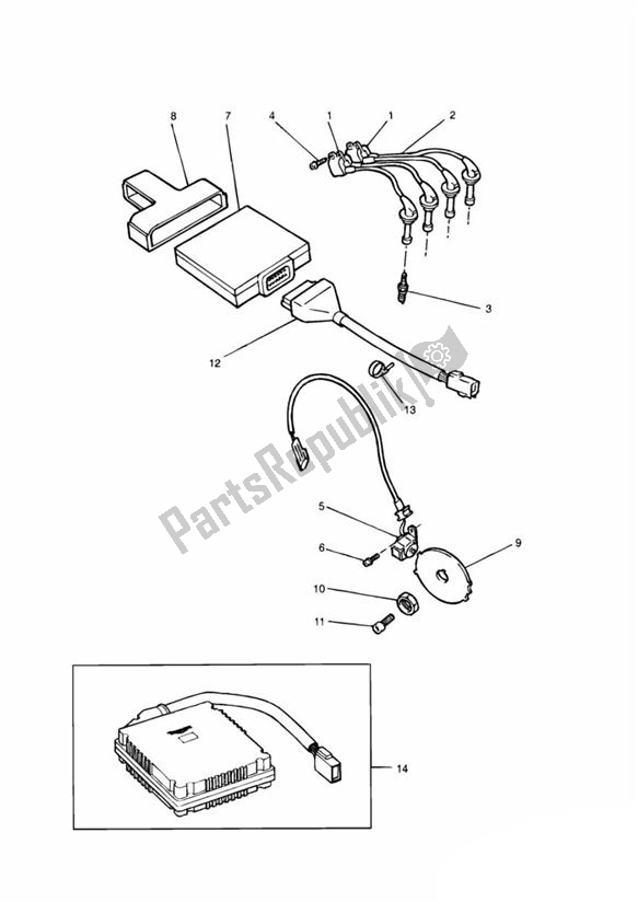 Todas as partes de Engine Management do Triumph Daytona 750 & 1000 748 1990 - 1993