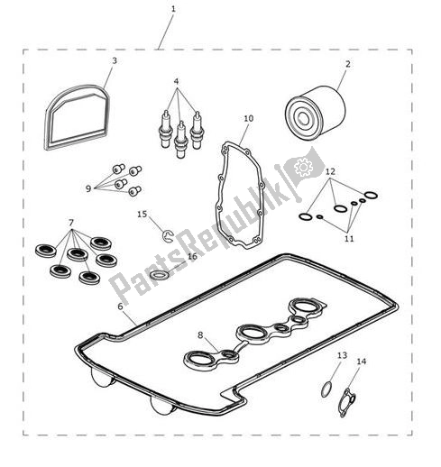 All parts for the Servicekit of the Triumph Tiger 1200 XR 1215 2018 - 2020