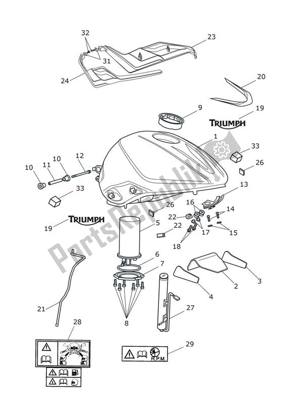 Todas las partes para Depósito De Combustible de Triumph Street Triple RS UP TO VIN 965682 765 2017 - 2020