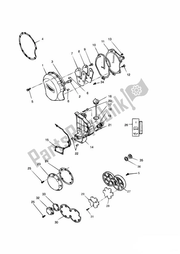 Wszystkie części do Engine Cover 3 Zylinder Triumph Daytona 900 & 1200 885 1992 - 1997