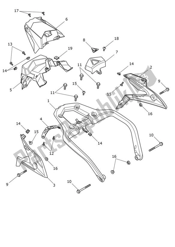 All parts for the Fairing Rear of the Triumph Tiger 900 GT PRO UP TO BP 5372 888 2020 - 2021