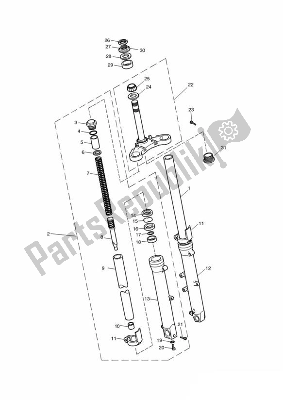 Alle onderdelen voor de Voorvering van de Triumph Bonneville & T 100 Carburator 865 2001 - 2015