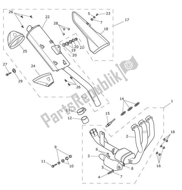 Toutes les pièces pour le échappement du Triumph Tiger XR From VIN 855532 1215 2018 - 2020