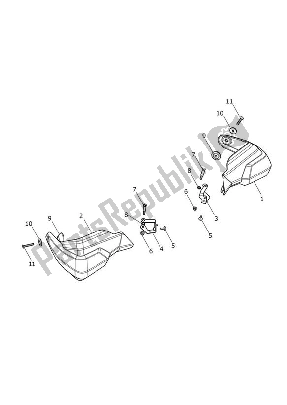 Tutte le parti per il Hand Guard del Triumph Tiger 1200 SE Desert 1215 2018 - 2020