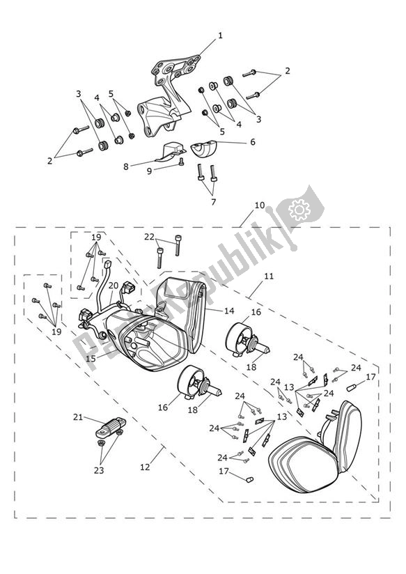 Tutte le parti per il Headlight From Vin482182 del Triumph Street Triple R UP TO VIN 560476 675 2008 - 2012