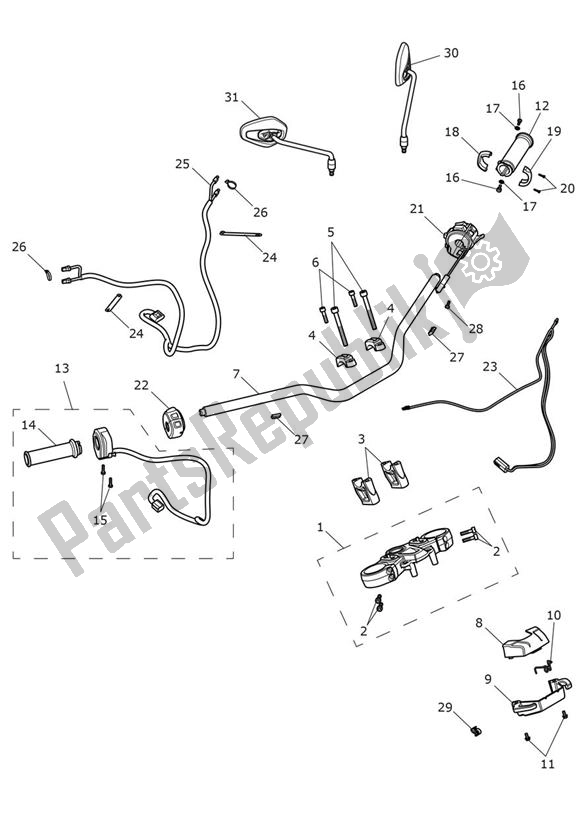 All parts for the Handlebar Switch of the Triumph Tiger 1200 XCA 1215 2018 - 2021