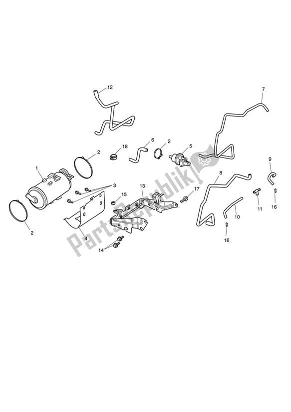 All parts for the Evap System From Vin 780498 of the Triumph Thunderbird Night/storm 1699 2011 - 2017