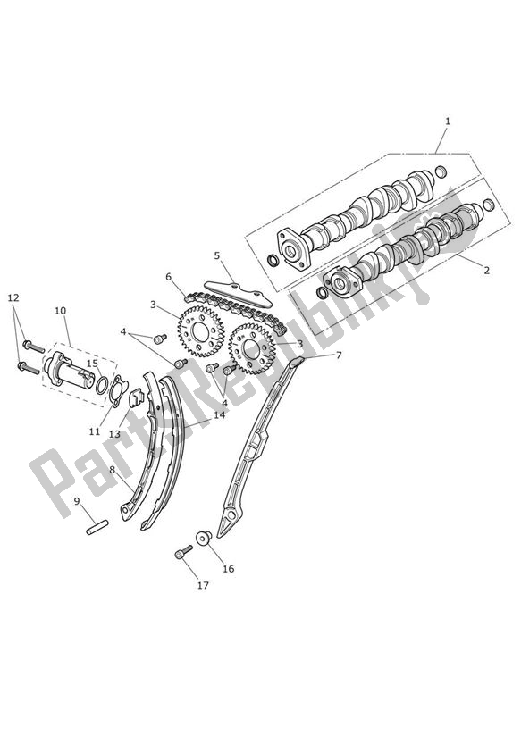 Alle onderdelen voor de Camshafts van de Triumph Tiger XRX UP TO VIN 855531 1215 2015 - 2017