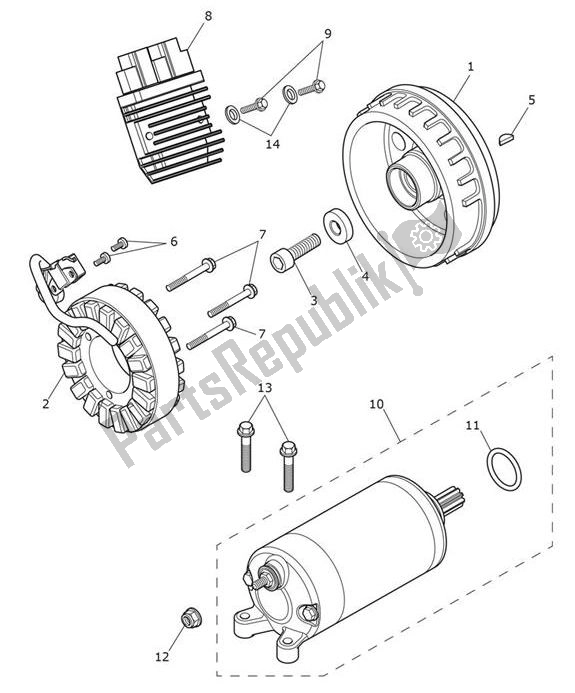 Todas as partes de Starter Generator do Triumph Scrambler 1200 XE UP TO AC 8498 2019 - 2021